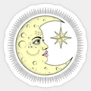 The Moon Vintage Look in Pastel Color Sticker